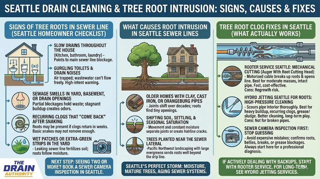 Seattle Drain Cleaning for Tree Root Drain Clogs from The Drain Authority - Advanced Plumber in Seattle