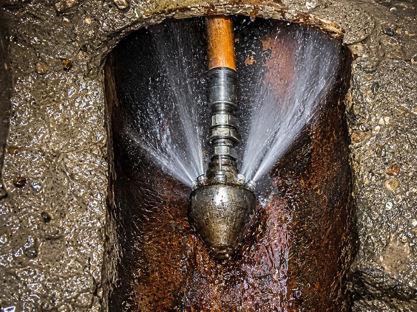 Hydro jetting a Seattle side sewer with a 4,000 PSI high-pressure water jetter