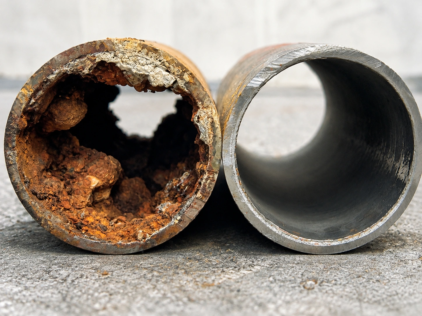 Cast iron pipe descaling with a chain knocker inside an older Seattle home sewer pipe