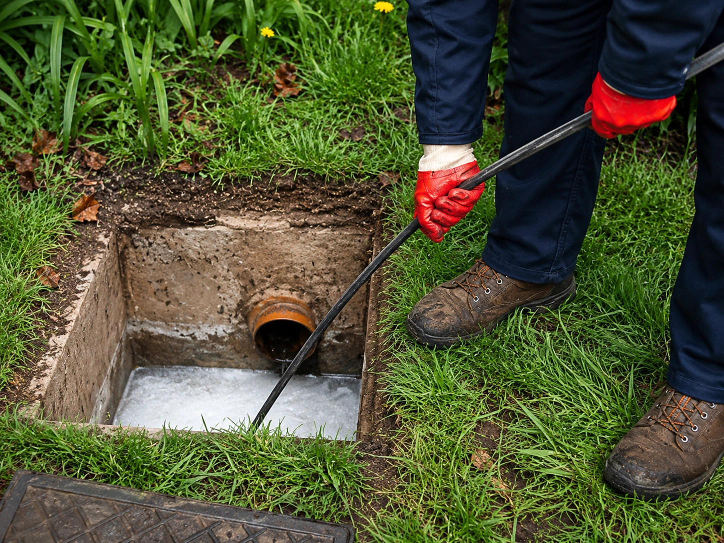 Main sewer line cleaning of a Seattle side sewer from the cleanout to the city main